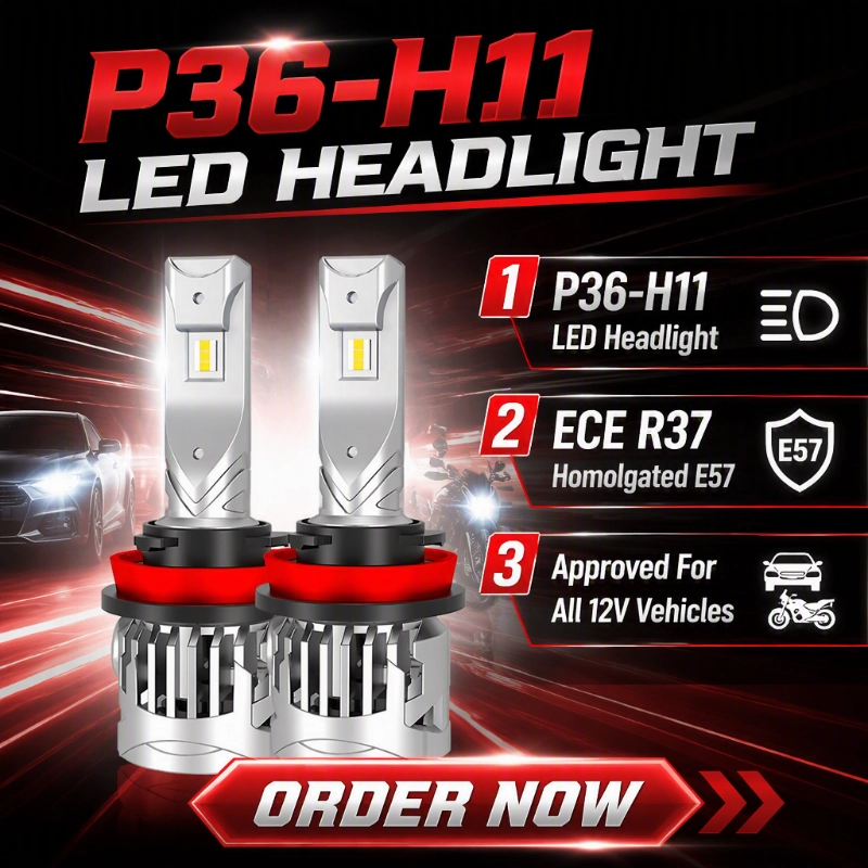 லக்ஸ்ஃபைட்டர் ECE R37-சான்றளிக்கப்பட்ட P36 H11 LED ஹெட்லைட் விளக்கை அறிமுகப்படுத்துகிறது